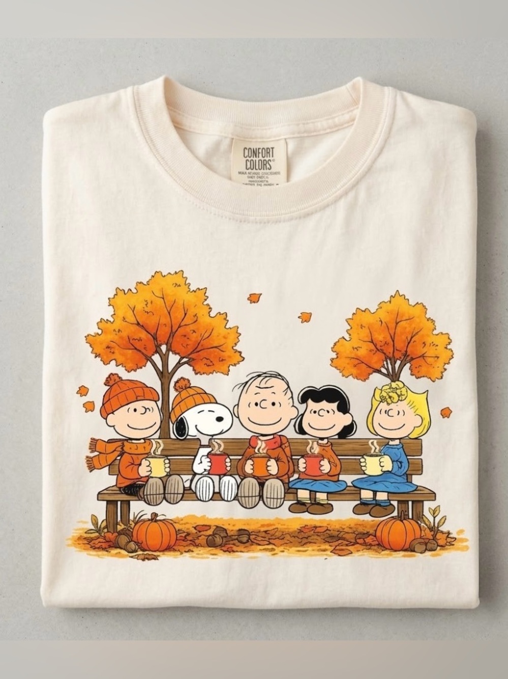 Comfort Colors Peanuts Charlie Brown Fall Friends Cozy Autumn Vibe Tee